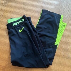 Nike Black and Lime Green Active Leggings